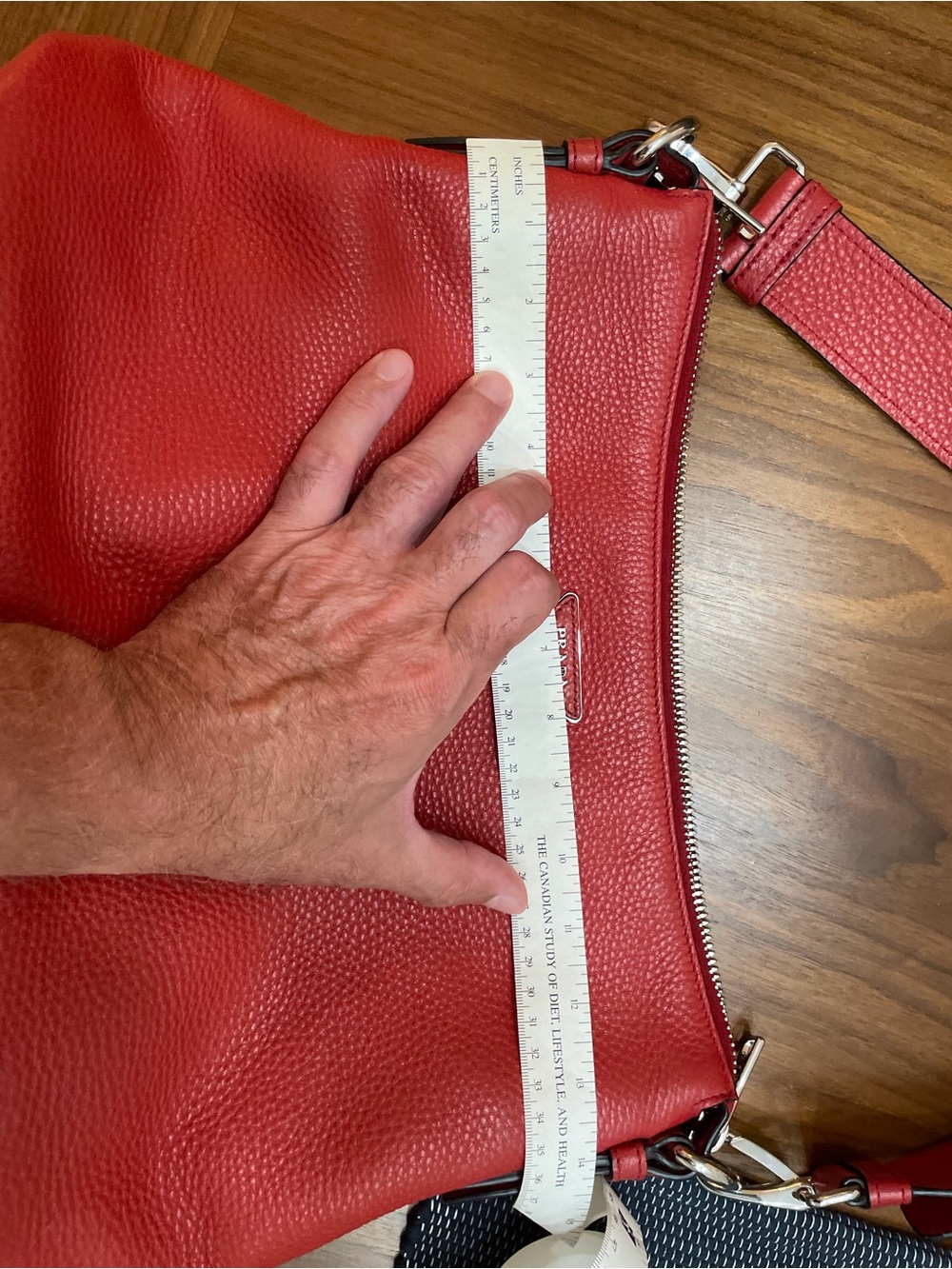 Prada Vibrant Red Pebbled Leather Shoulder Hobo - Picture 8 of 9